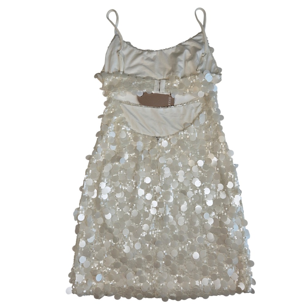 Meshki White Sequin Mini Dress with Cutout - Picture 4 of 14